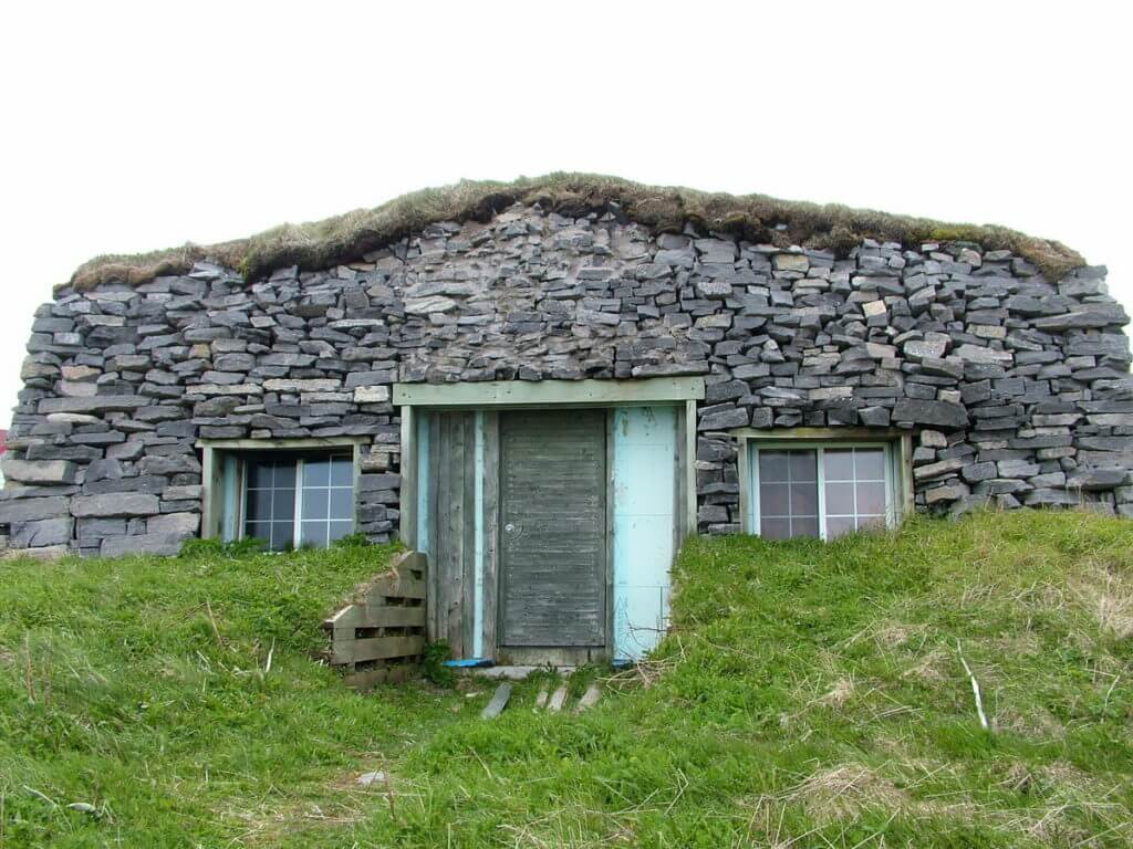 stone and sod house, l'anse aux meadows, newfoundland