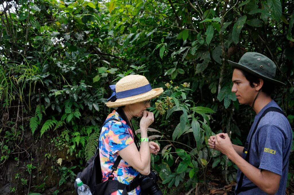 jean tasting termites, sloth walk, la fortuna, costa rica