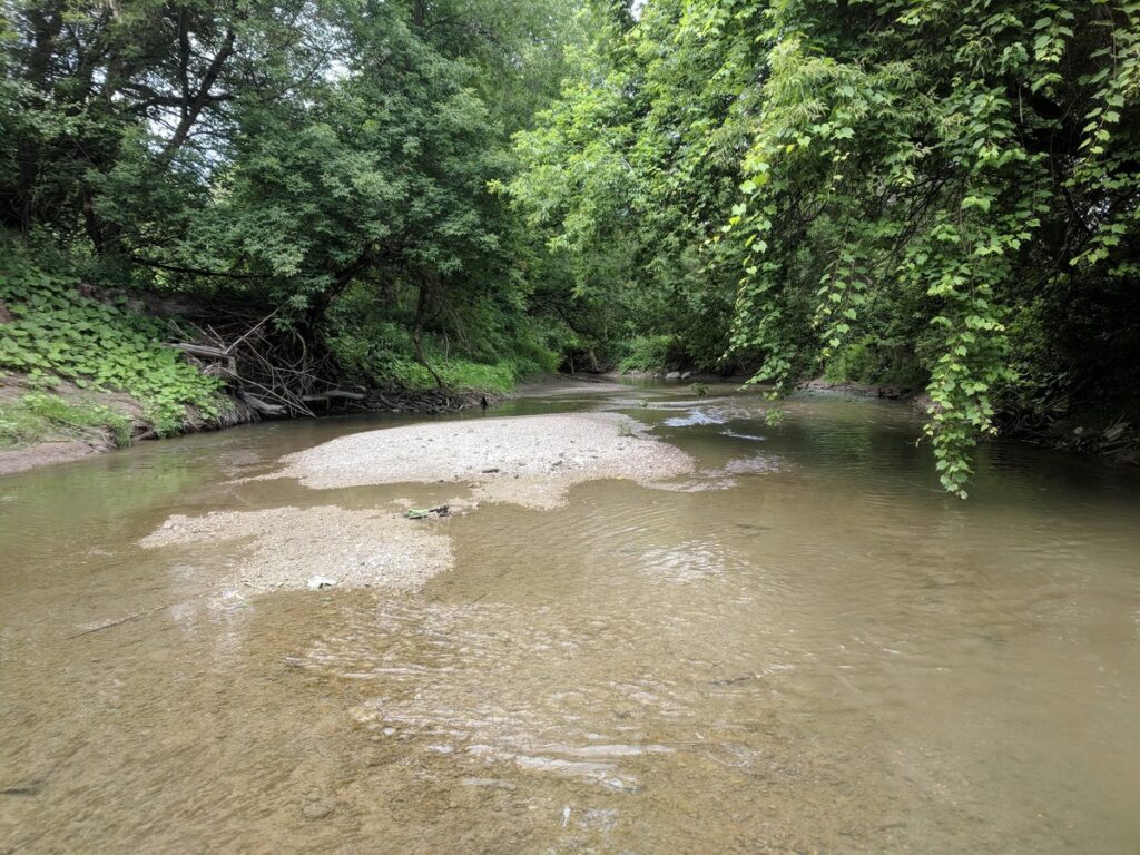 Image of sandbar along Duffins Creek in Ajax, Ontario, Canada.