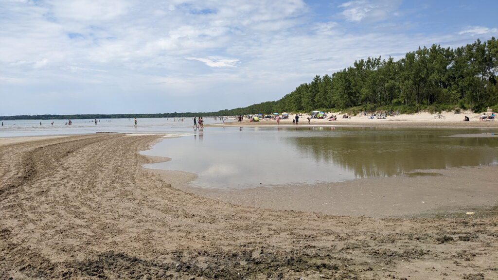 image of outlet river mouth at lake ontario, sandbanks provincial park, ontario