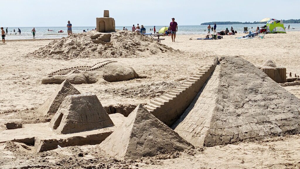 image of sand castles at sandbanks provincial park, ontario