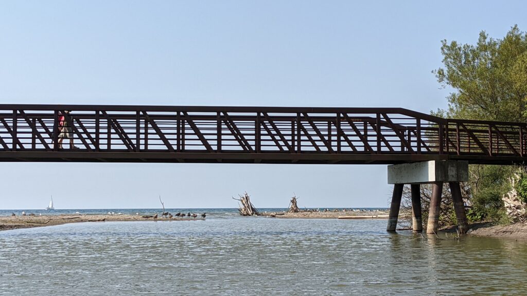 Image of foot bridge over Duffins Creek in Ajax, Ontario, Canada.