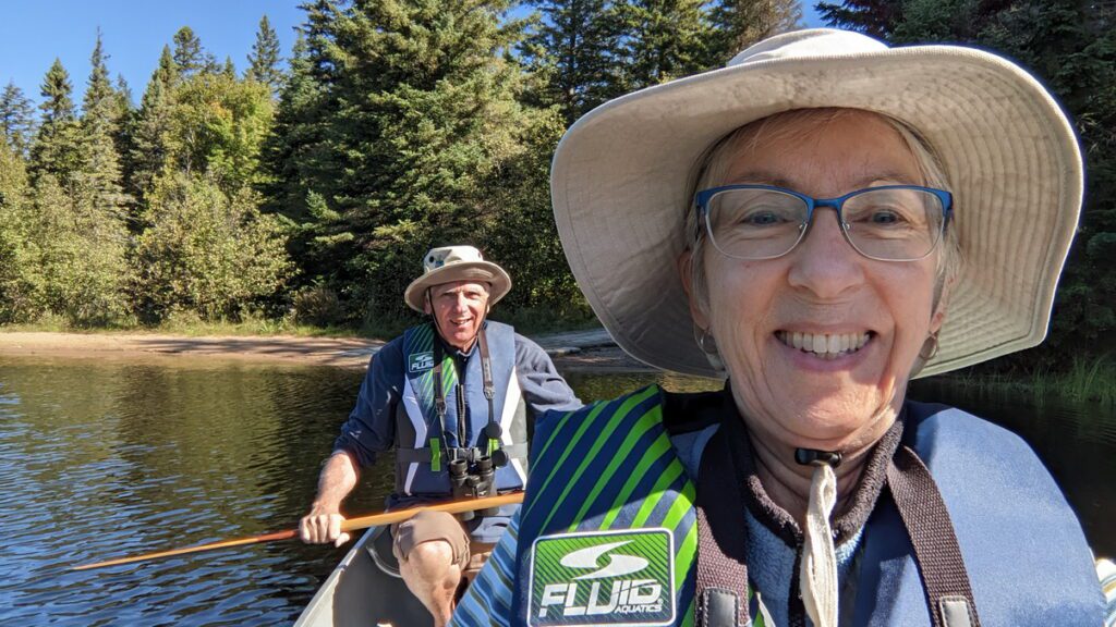 Image Bob and Jean canoeing in Algonquin Park, Ontario.