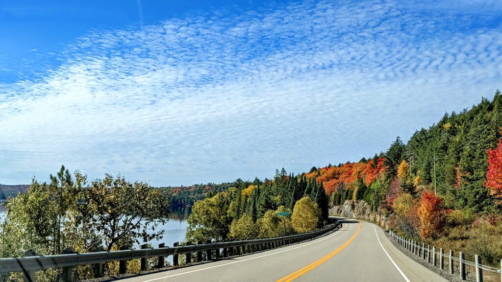 Image of fall colors along highway 60 in Algonquin Provincial Park in Ontario, Canada.