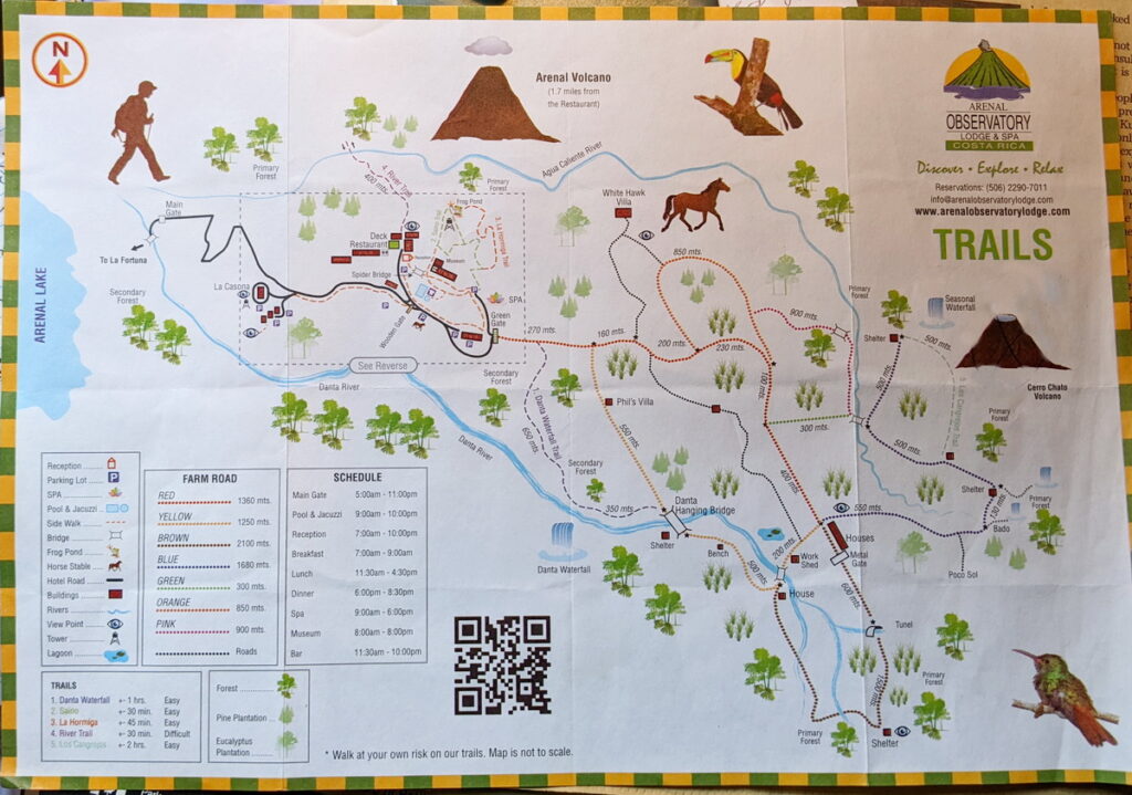 image of trail map, arenal observatory, costa rica