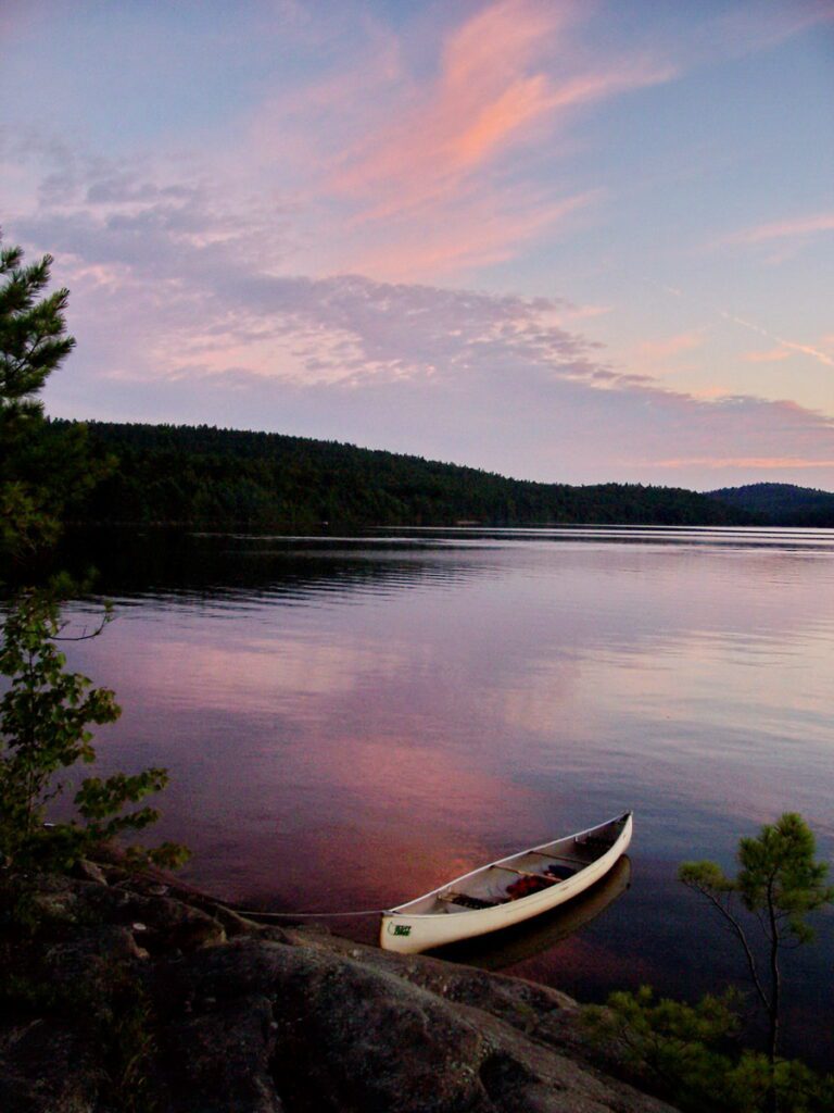 Image of sunset at Grand Lake in Algonquin Park, Ontario, Canada. 