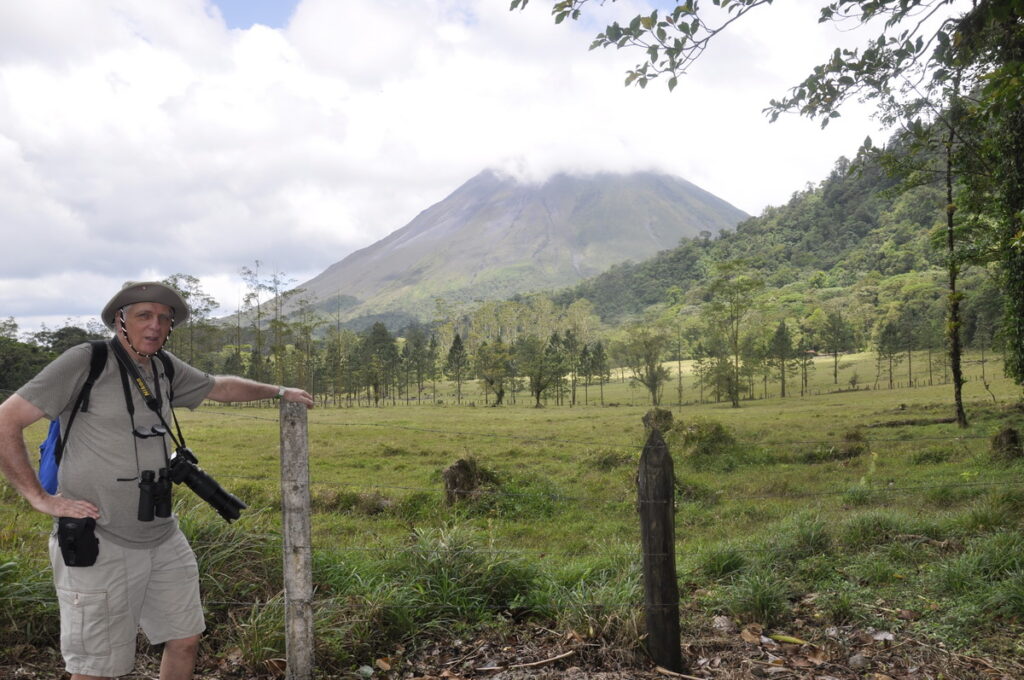 image of bob and arenal volcano, arenal observatory, costa rica
