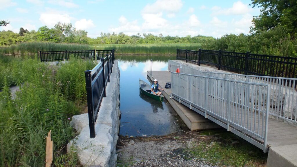 Image of canoe launch on Duffins Creek in Ajax, Ontario, Canada.