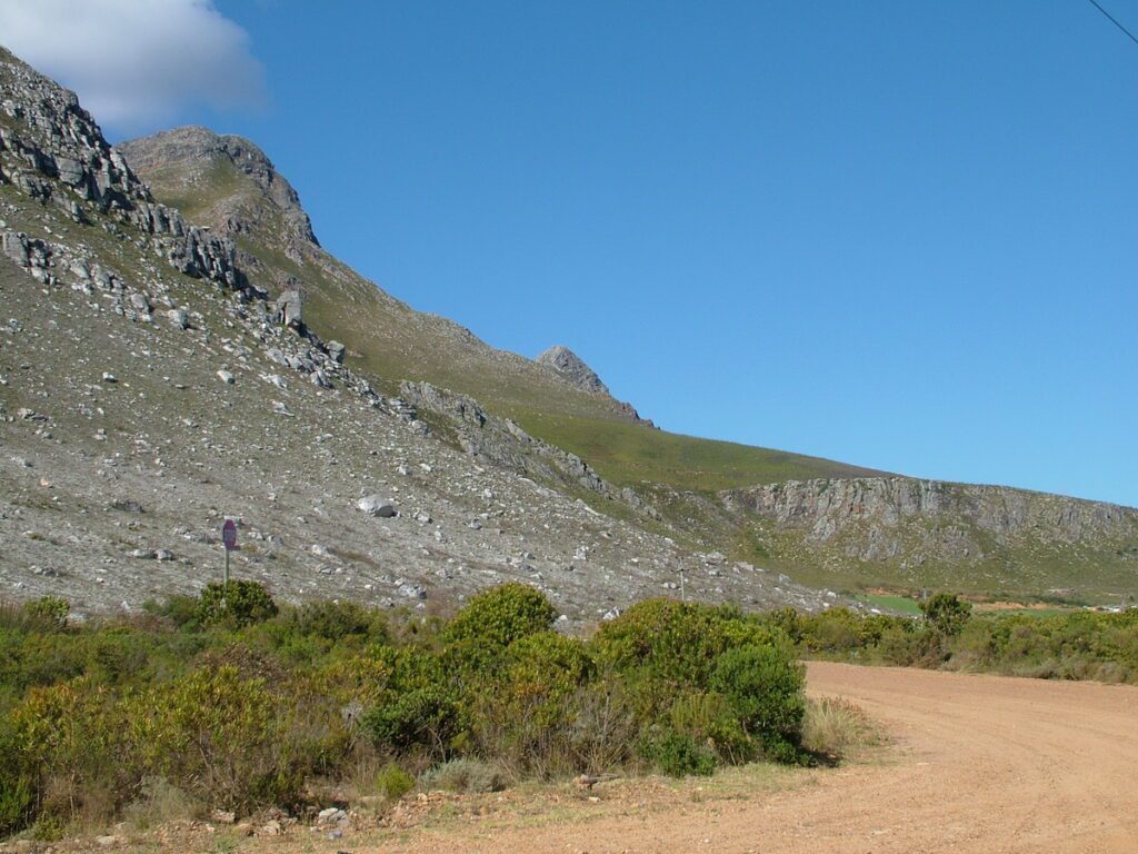 image of scree slope to edge of highway, near Cape Town, south africa 