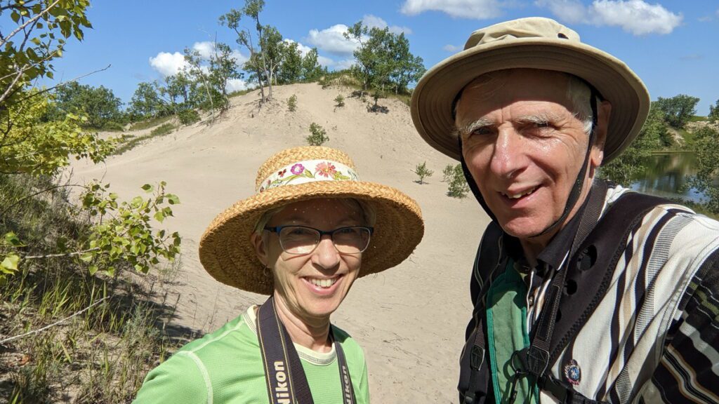 image of bob and jean in the dunes, sandbanks provincial park, ontario