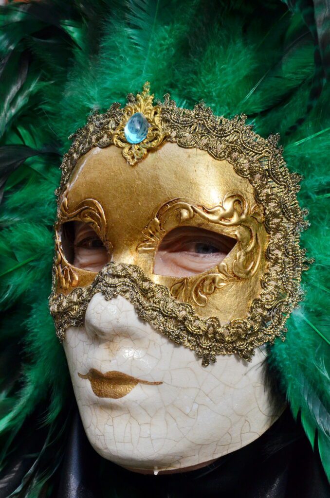 image of jean in a volto mask, venice, italy