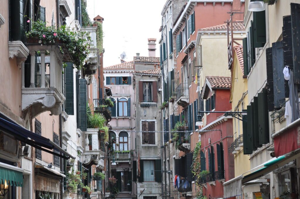 image of venetian residential area, venice, italy