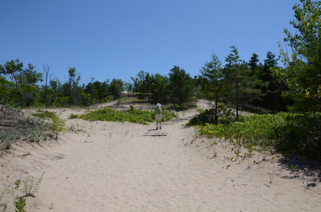 image of jean on the dunes trail, sandbanks provincial park, ontario