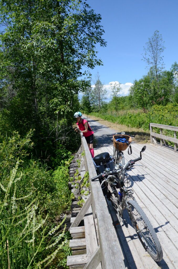 image of jean on a bridge, millennium trail, prince edward county, ontario