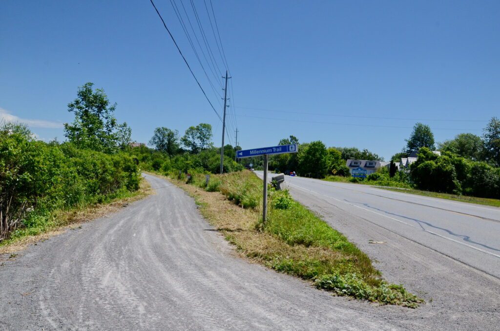 image of a road crossing, millennium trail, prince edward county, ontario