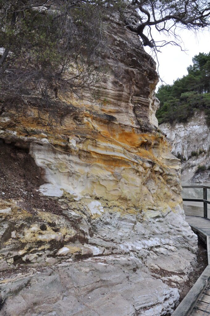 image of alum cliffs, wai-o-tapu thermal wonderland, new zealand
