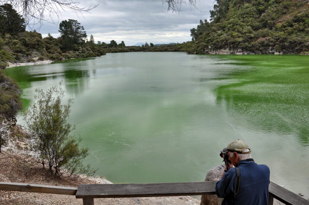 image of bob at lake ngakoro, wai-o-tapu thermal wonderland, new zealand
