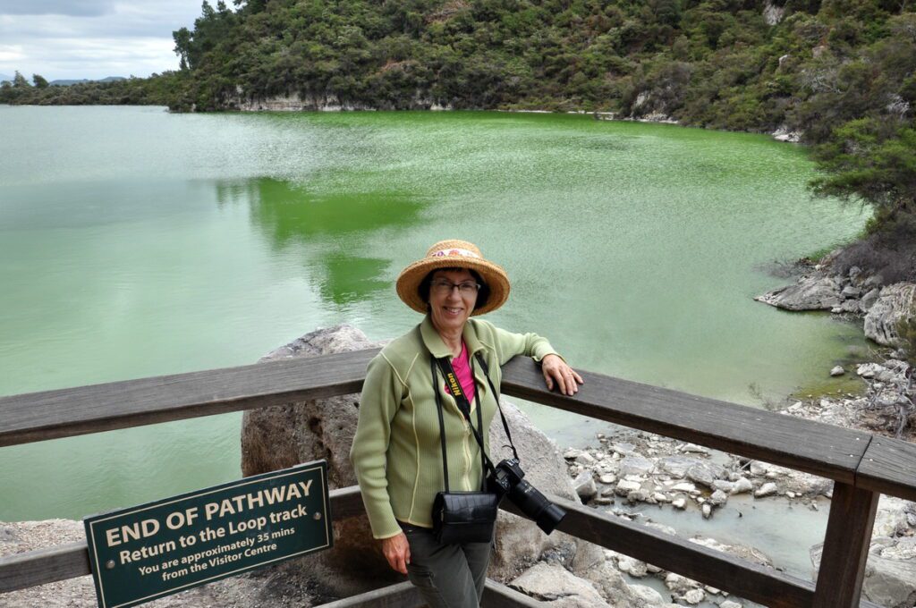 image of jean at lake ngakoro, wai-o-tapu thermal wonderland, new zealand