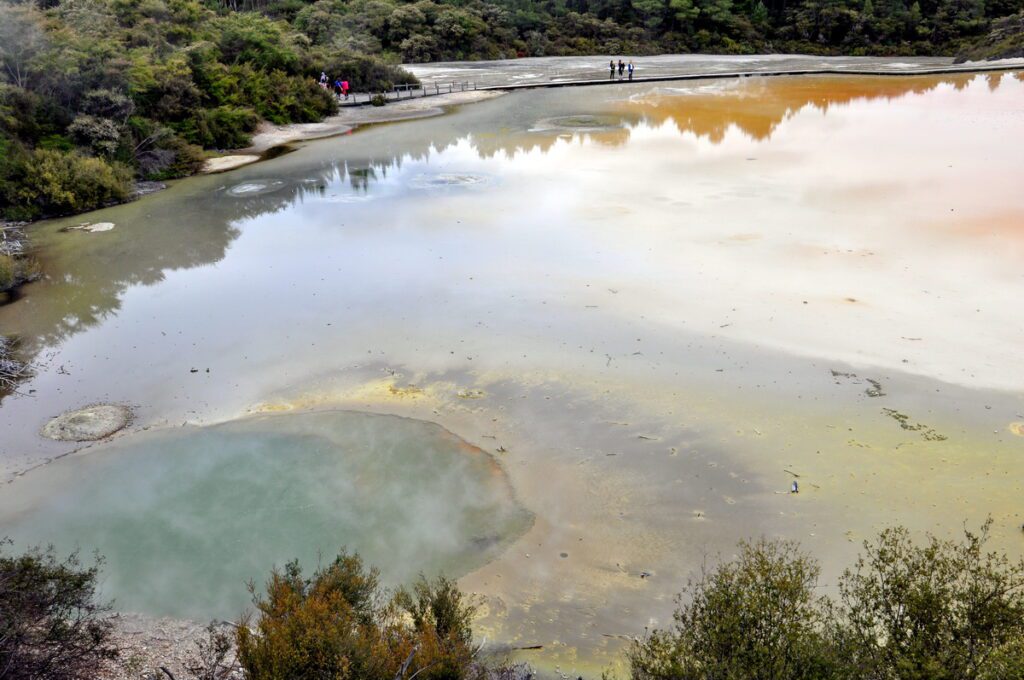 image of opal pool and artist's palette, wai-o-tapu thermal wonderland, new zealand