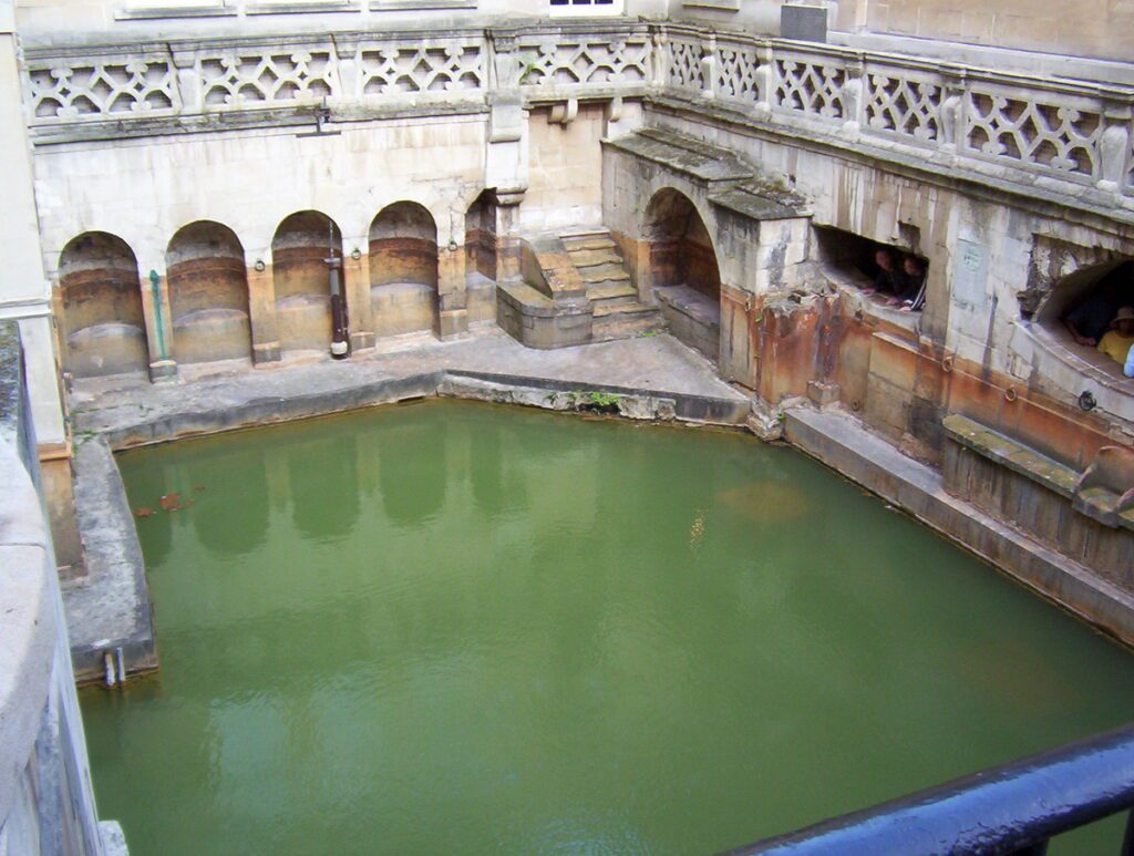 image of the sacred spring, roman baths, bath, England