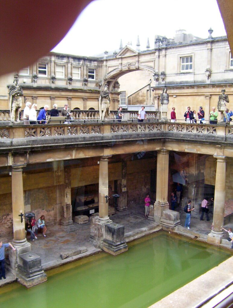 image of the terrace and the great bath, roman baths, bath, England