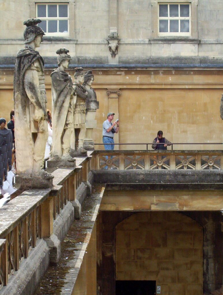 image of a victorian statues, roman baths, bath, England