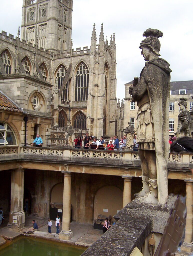 image of a victorian statue of a roman emperor, roman baths, bath, England