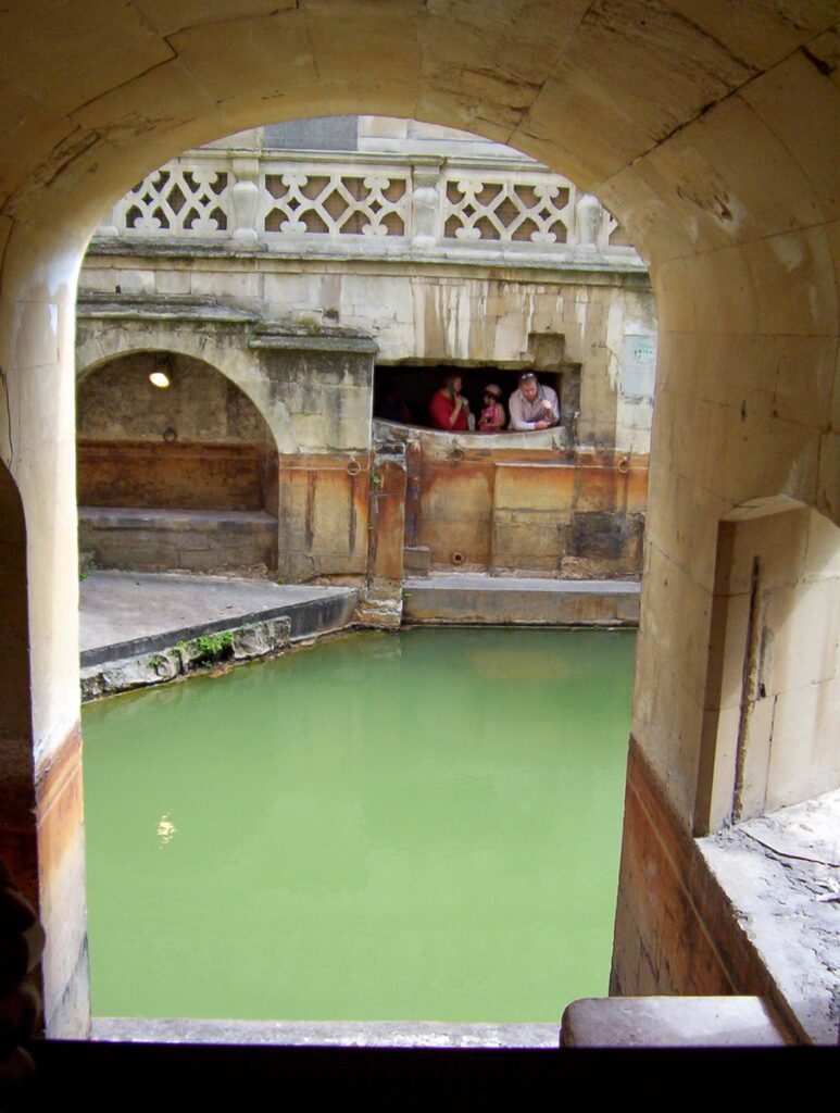 image of the sacred spring, roman baths, bath, England