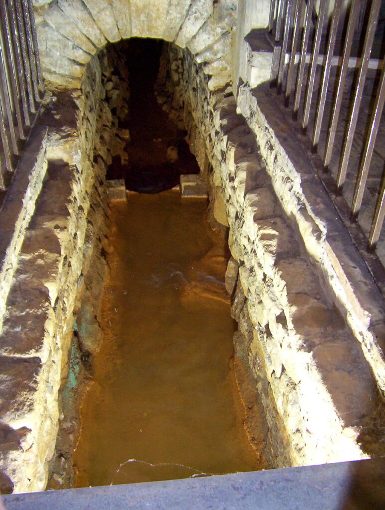 image of a lead-lined culvert, roman baths, bath, England