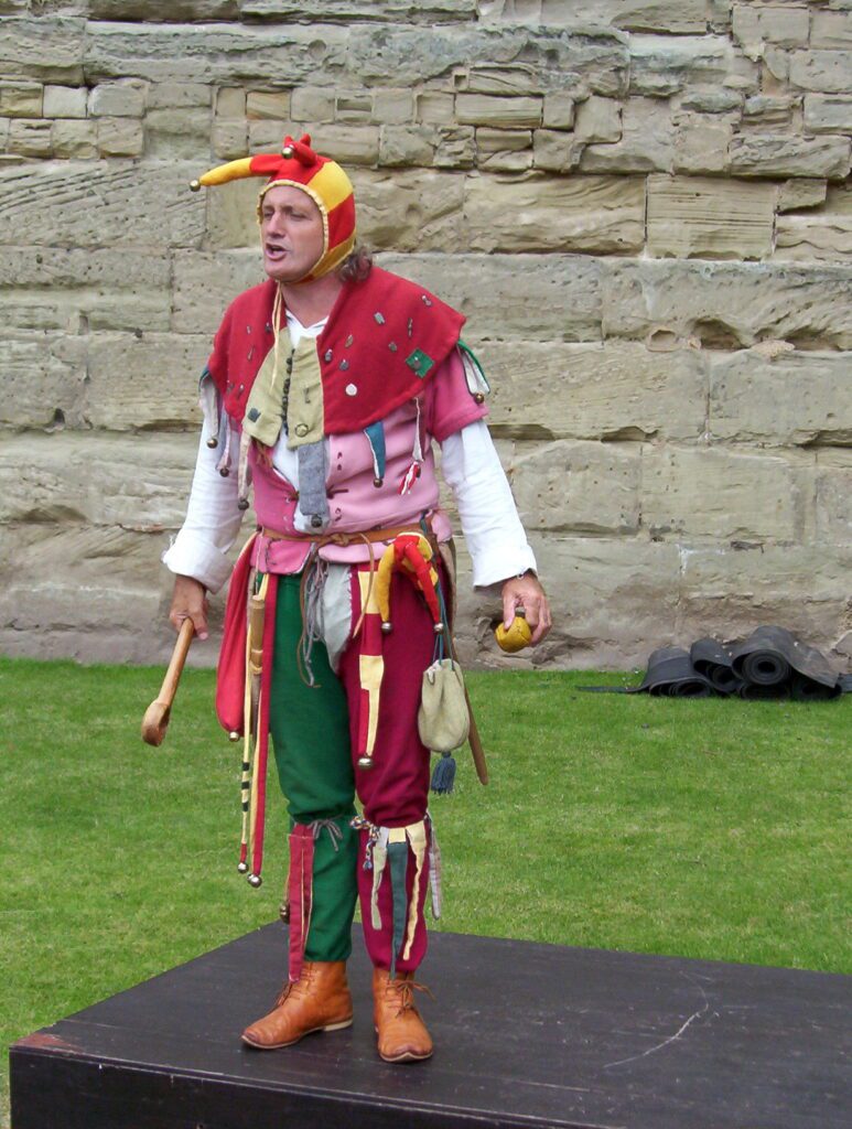 image of a court jester, warwick castle, england
