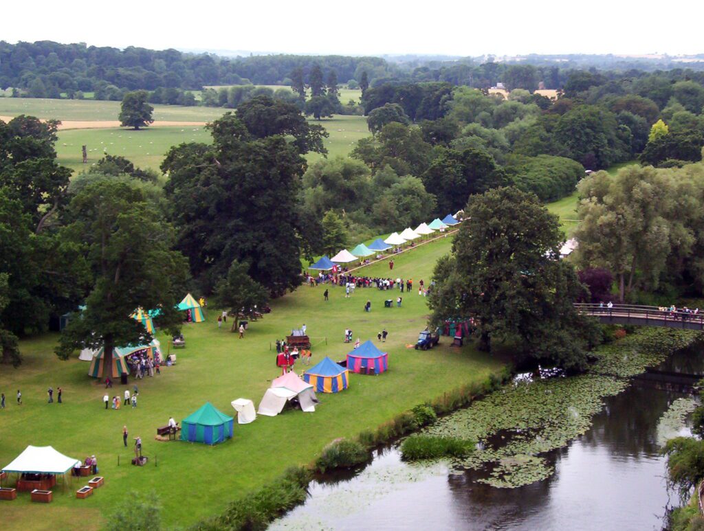 image of a medieval fair, warwick castle, england