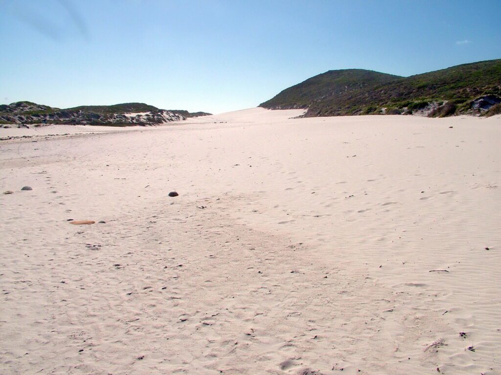 image of sand dunes, platboom beach, south africa