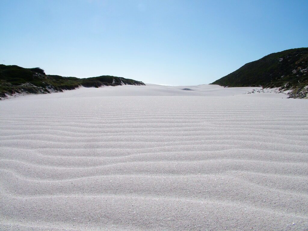 image of rippled sand dunes, platboom beach, south africa 