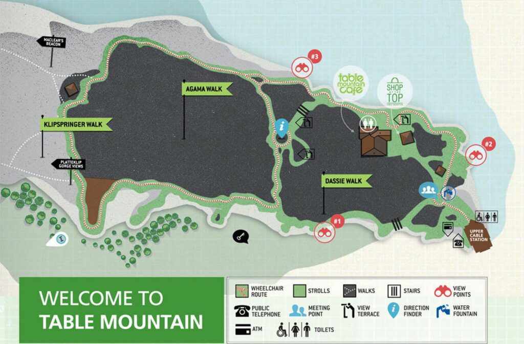 image of trail map, table mountain, cape town, south africa