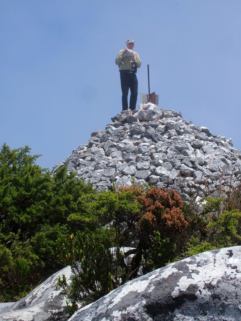 image of bob on top of maclear's beacon, table mountain, cape town, south africa