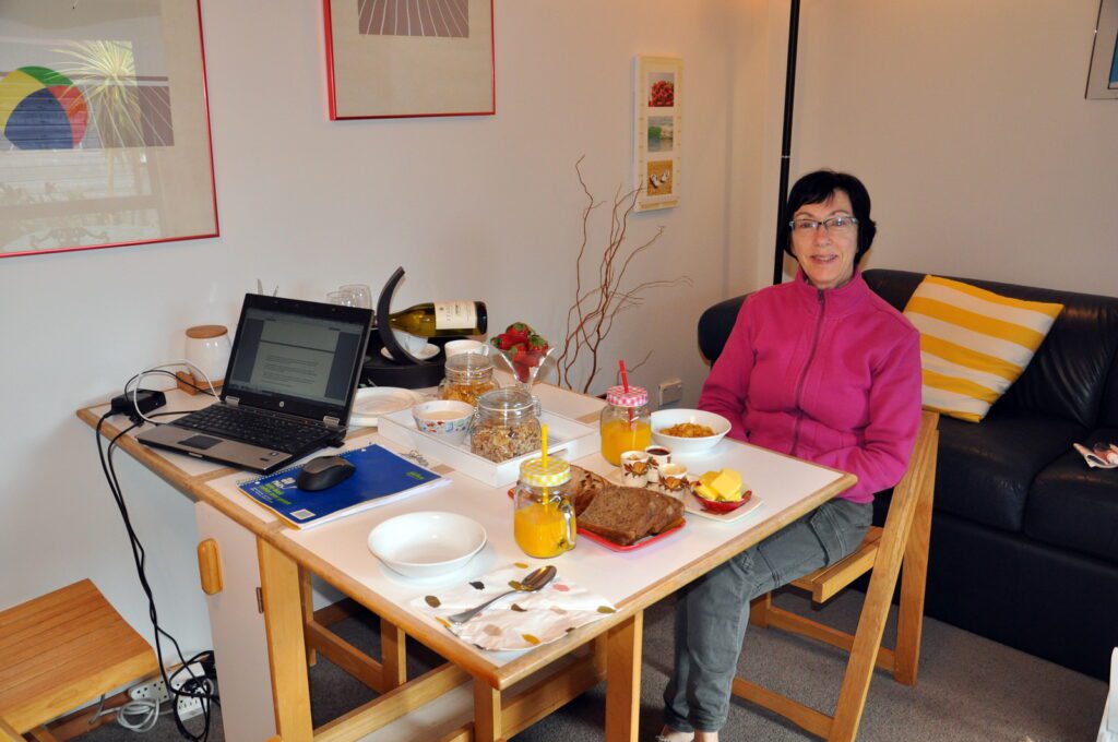 image of jean at breakfast, Hawke's Bay, Napier, New Zealand 
