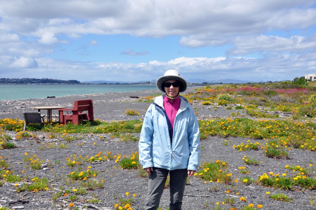 an image of jean on the beach, hawke's bay, napier, new zealand