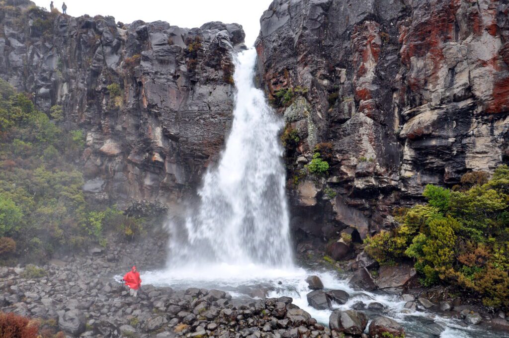 image of bob at the bottom of taranaki falls, Mt. Tongariro National Park, New Zealand
