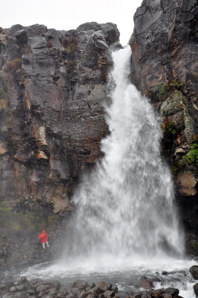 image of bob at the bottom of taranaki falls, Mt. Tongariro National Park, New Zealand