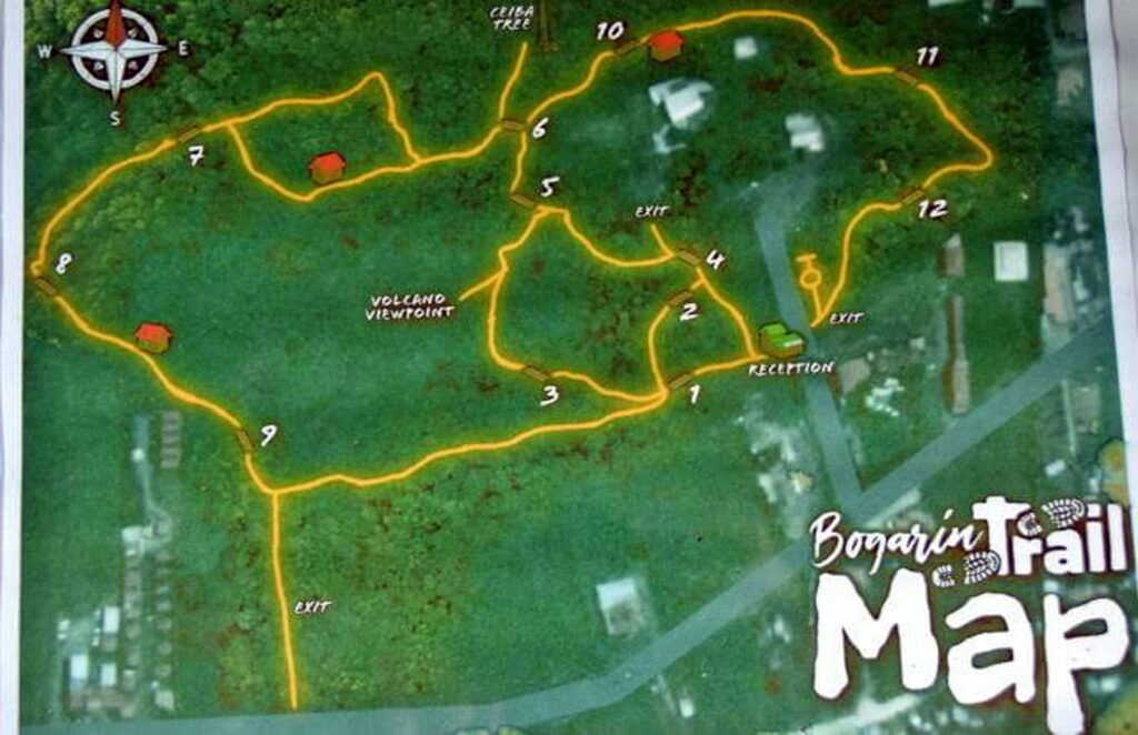image of trail map, bogarin forest, la fortuna, costa rica 