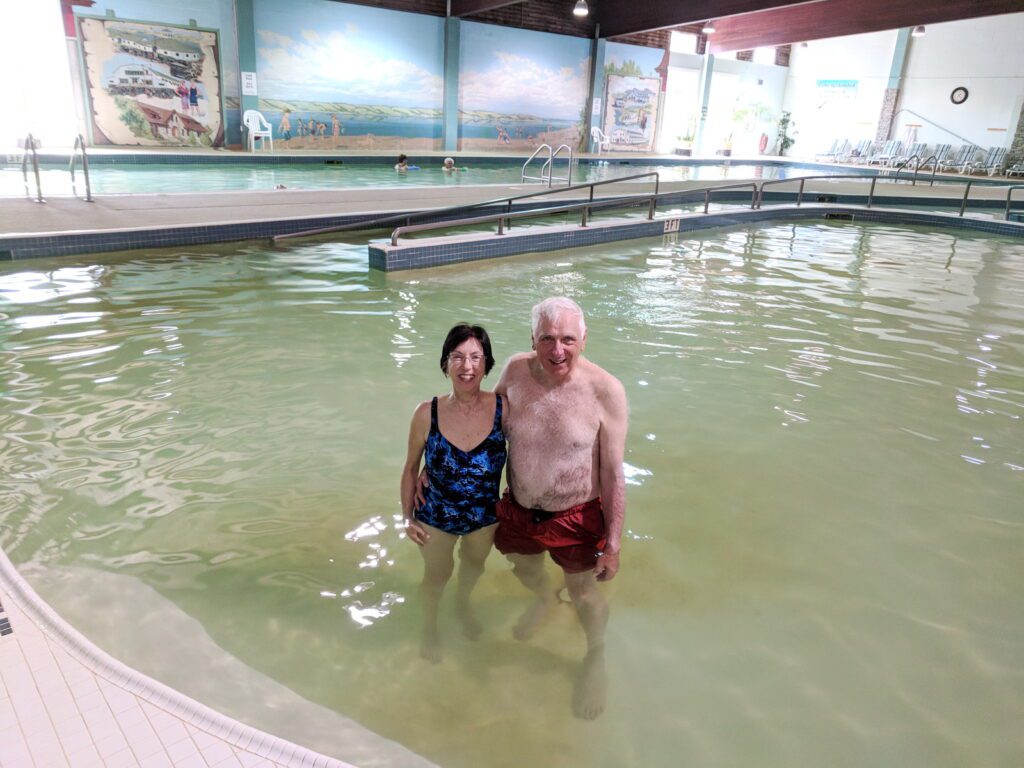 image of bob and jean in the pool, Manitou Springs Resort & Mineral Spa, manitou beach, saskatchewan