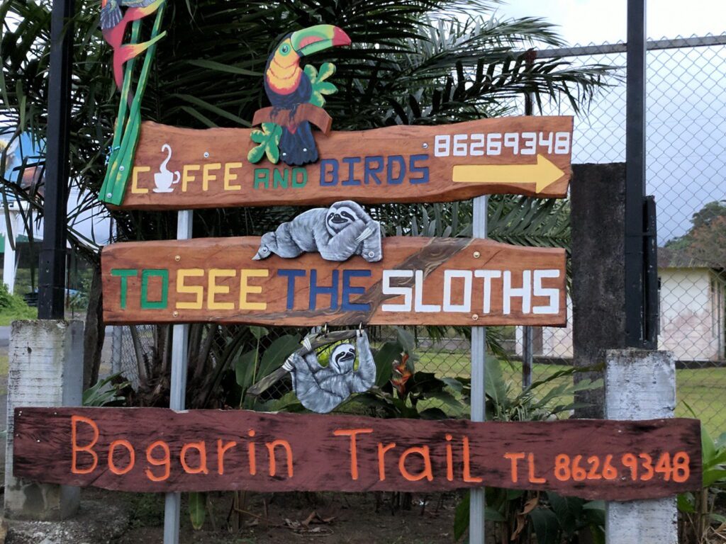 image of sign for bogarin trail, la fortuna, costa rica