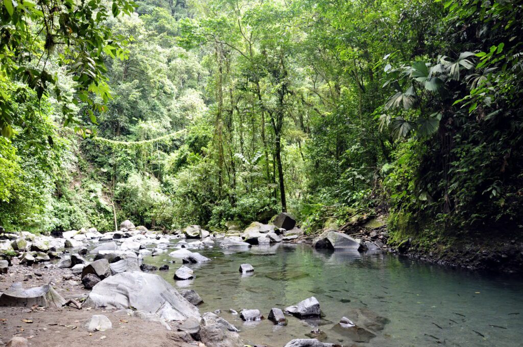 image of la fortuna river below la fortuna waterfall, la fortuna, costa rica