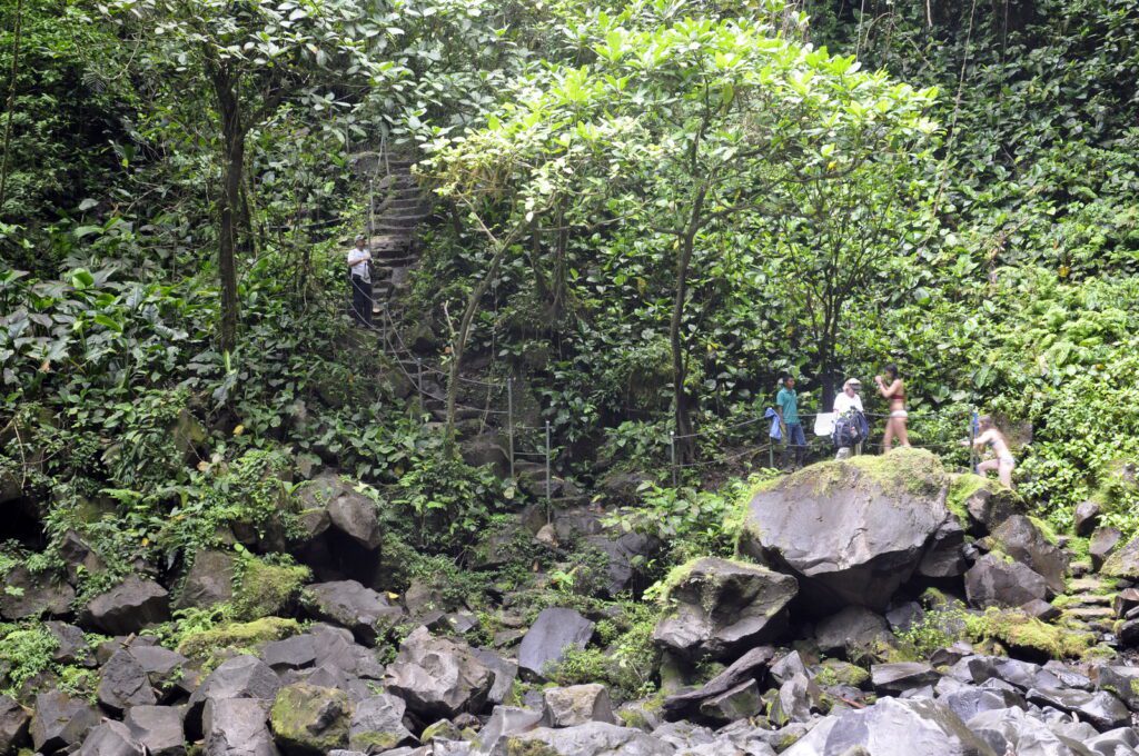 image of a staircase, la fortuna waterfall, la fortuna, costa rica