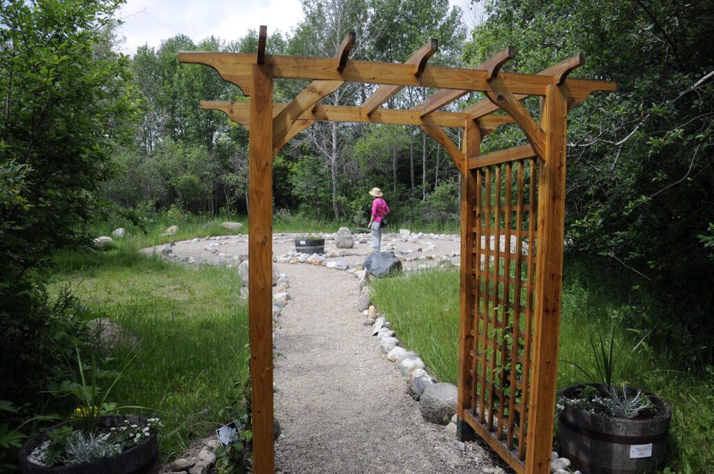 image of jean walking a meditative labyrinth, wellington park, watrous, saskatchewan 