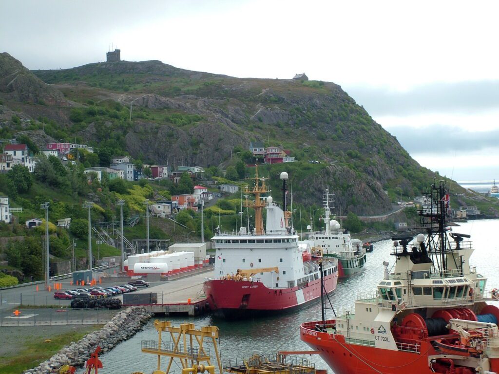 image of ships in st. john's harbour, signal hill, cabot tower, st. john's, newfoundland and labrador
