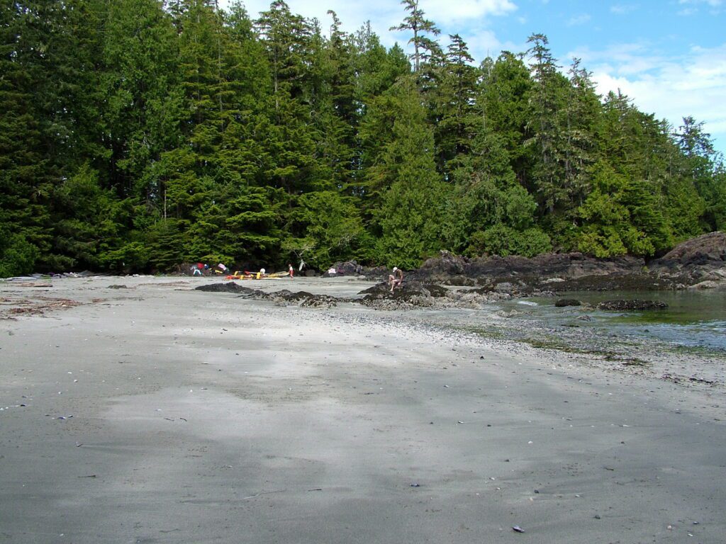 image of sandy beach, ahous bay, vargas island, british columbia