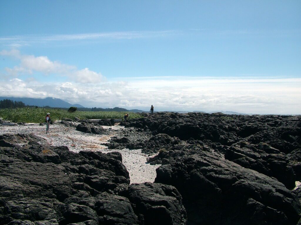 image of people on one of the la croix islands, vargas island, british columbia