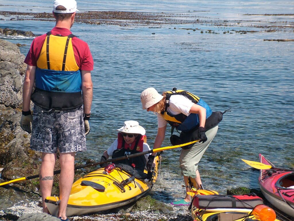 image of jean in a kayak, la croix group off vargas island, british columbia