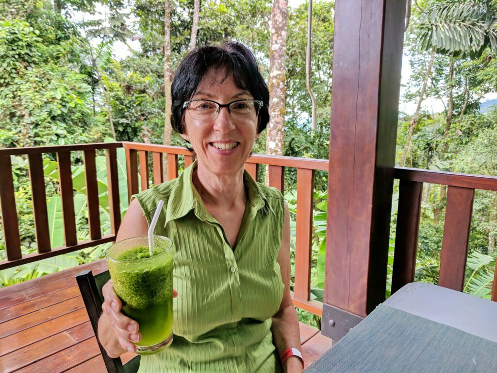 image of jean at lunch, la fortuna waterfall, la fortuna, costa rica